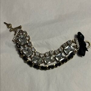 BETSEY JOHNSON💕ICONIC BLING AND BLACK RIBBON AND BOW STATEMENT BRACELET